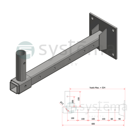 Soporte Fachada para Barandillas Vuelo Regulable Basic +