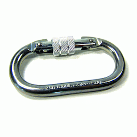 Steel carabiner with safety catch