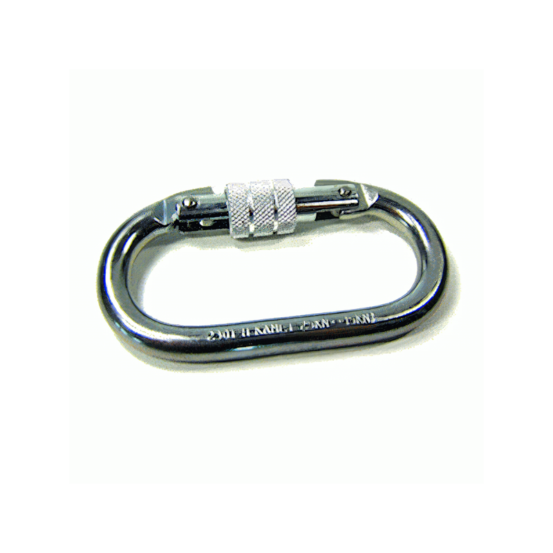 Steel carabiner with safety catch