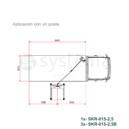 Truck loading safety system SKR - Counterweighted column with swivel arm