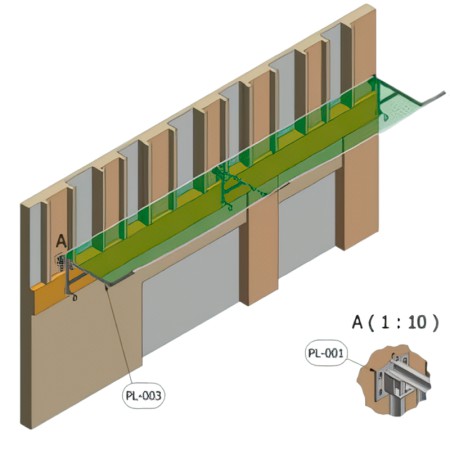 Marquesinas PL con redes de seguridad protección caída materiales