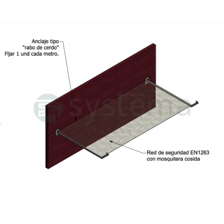 Marquesina 8 con redes de seguridad protección caída materiales